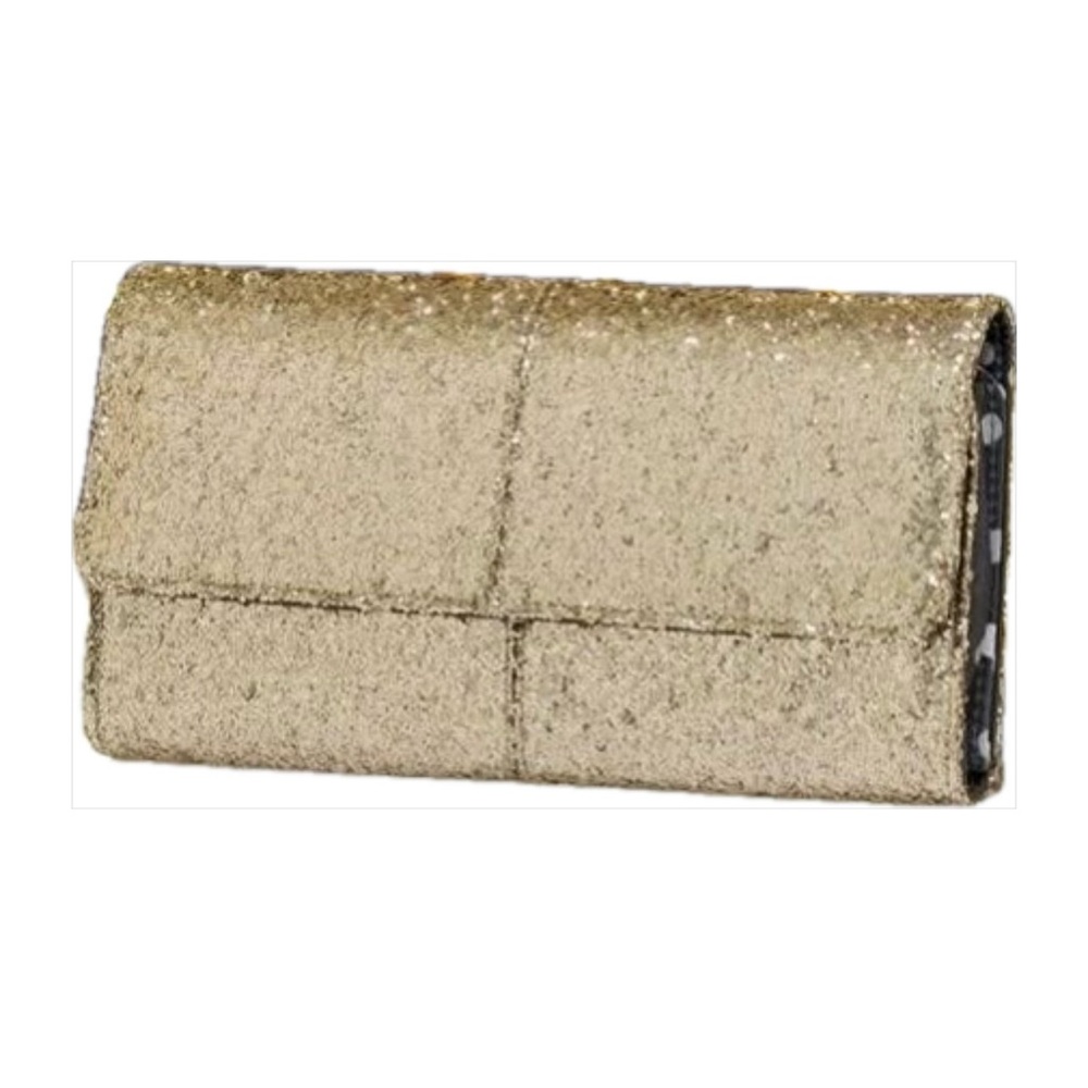 NWT Thirty-One City Lights Clutch Wallet Purse Women Gold Sparkle Glitter Bag